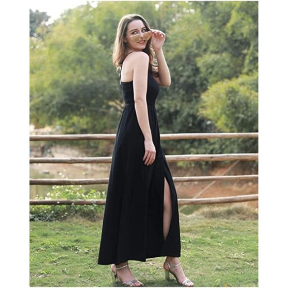 NEW! II ININ Women's Deep V-Neck Dress Backless Slit Maxi Dress - Picture 2 of 2